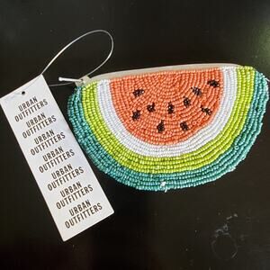 Urban Outfitters New Watermelon colorful beaded zippered top coin purse